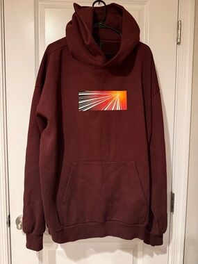 Tesla Maroon Pullover Hoodie with Radiant Chest Graphic